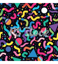 90s and 80s Seamless Pattern in Modern Flat Style - Hand-Drawn Vector Illustration