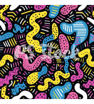 90s and 80s Seamless Pattern in Modern Flat Style - Hand-Drawn Vector Illustration