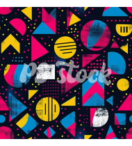 90s and 80s Seamless Pattern in Modern Flat Style - Hand-Drawn Vector Illustration