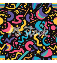 90s and 80s Seamless Pattern in Modern Flat Style - Hand-Drawn Vector Illustration