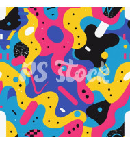 90s and 80s Seamless Pattern in Modern Flat Style - Hand-Drawn Vector Illustration