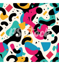 90s and 80s Seamless Pattern in Modern Flat Style - Hand-Drawn Vector Illustration