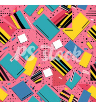 90s and 80s Seamless Pattern in Modern Flat Style - Hand-Drawn Vector Illustration