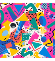 90s and 80s Seamless Pattern in Modern Flat Style - Hand-Drawn Vector Illustration