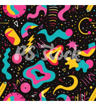 90s and 80s Seamless Pattern in Modern Flat Style - Hand-Drawn Vector Illustration