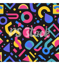 90s and 80s Seamless Pattern in Modern Flat Style - Hand-Drawn Vector Illustration