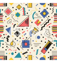 90s and 80s Seamless Pattern in Modern Flat Style - Hand-Drawn Vector Illustration