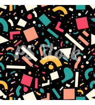 90s and 80s Seamless Pattern in Modern Flat Style - Hand-Drawn Vector Illustration