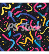 90s and 80s Seamless Pattern in Modern Flat Style - Hand-Drawn Vector Illustration