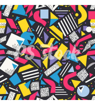 90s and 80s Seamless Pattern in Modern Flat Style - Hand-Drawn Vector Illustration