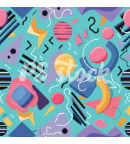 90s and 80s Seamless Pattern in Modern Flat Style - Hand-Drawn Vector Illustration