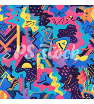 90s and 80s Seamless Pattern in Modern Flat Style - Hand-Drawn Vector Illustration