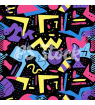 90s and 80s Seamless Pattern in Modern Flat Style - Hand-Drawn Vector Illustration