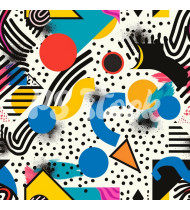 90s and 80s Seamless Pattern in Modern Flat Style - Hand-Drawn Vector Illustration