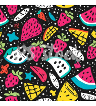 90s and 80s Seamless Pattern in Modern Flat Style - Hand-Drawn Vector Illustration