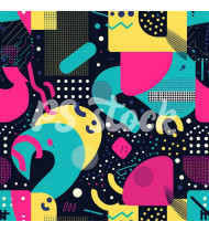 90s and 80s Seamless Pattern in Modern Flat Style - Hand-Drawn Vector Illustration