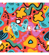 90s and 80s Seamless Pattern in Modern Flat Style - Hand-Drawn Vector Illustration