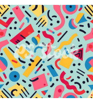 90s and 80s Seamless Pattern in Modern Flat Style - Hand-Drawn Vector Illustration