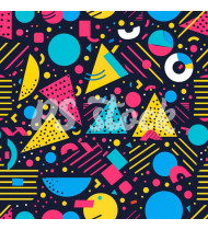 90s and 80s Seamless Pattern in Modern Flat Style - Hand-Drawn Vector Illustration