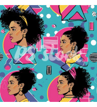 90s and 80s Seamless Pattern in Modern Flat Style - Hand-Drawn Vector Illustration