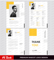 Minimalist Yellow Resume Curriculum Template Collection