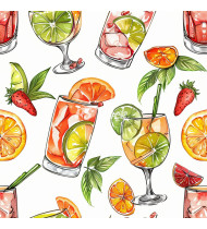 Cocktail Patterns - Hand-Drawn Vector Illustrations