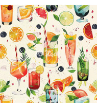 Cocktail Patterns - Hand-Drawn Vector Illustrations