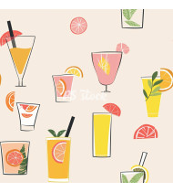 Cocktail Patterns - Hand-Drawn Vector Illustrations