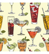 Cocktail Patterns - Hand-Drawn Vector Illustrations