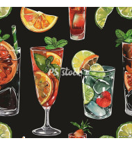 Cocktail Patterns - Hand-Drawn Vector Illustrations