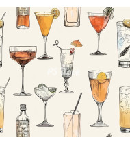 Cocktail Patterns - Hand-Drawn Vector Illustrations