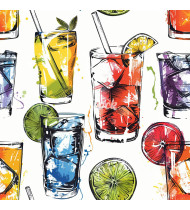 Cocktail Patterns - Hand-Drawn Vector Illustrations