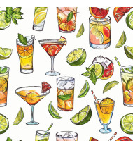 Cocktail Patterns - Hand-Drawn Vector Illustrations