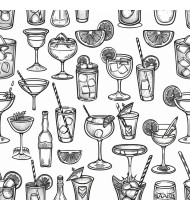 Cocktail Patterns - Hand-Drawn Vector Illustrations