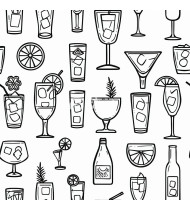 Cocktail Patterns - Hand-Drawn Vector Illustrations