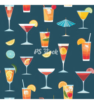 Cocktail Patterns - Hand-Drawn Vector Illustrations