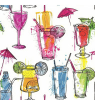 Cocktail Patterns - Hand-Drawn Vector Illustrations