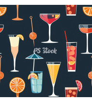 Cocktail Patterns - Hand-Drawn Vector Illustrations