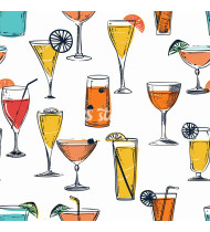 Cocktail Patterns - Hand-Drawn Vector Illustrations