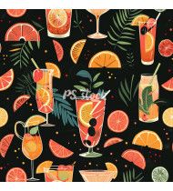 Cocktail Patterns - Hand-Drawn Vector Illustrations