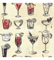 Cocktail Patterns - Hand-Drawn Vector Illustrations