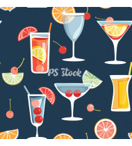 Cocktail Patterns - Hand-Drawn Vector Illustrations