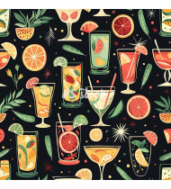 Cocktail Patterns - Hand-Drawn Vector Illustrations