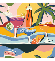 Cocktail Patterns - Hand-Drawn Vector Illustrations