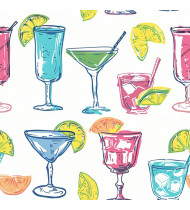 Cocktail Patterns - Hand-Drawn Vector Illustrations