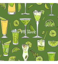 Cocktail Patterns - Hand-Drawn Vector Illustrations