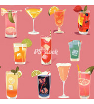 Cocktail Patterns - Hand-Drawn Vector Illustrations