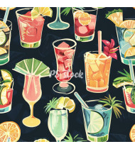 Cocktail Patterns - Hand-Drawn Vector Illustrations