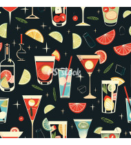 Cocktail Patterns - Hand-Drawn Vector Illustrations