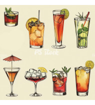 Cocktail Patterns - Hand-Drawn Vector Illustrations